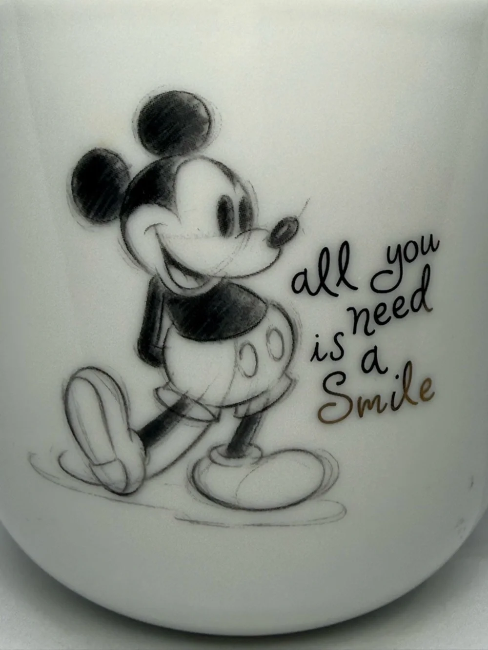 Disney Williams Sonoma Mickey Mouse All You Need Is A Smile Mug Cup NEW Sketch